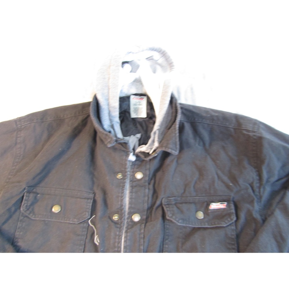Dickies Mens Black Canvas Hooded Work Jacket Quilted Lined Chore Coat Large L